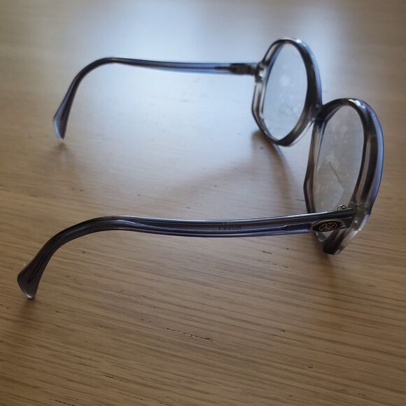 Vintage 70s Gray Round Oversized Eyeglasses
